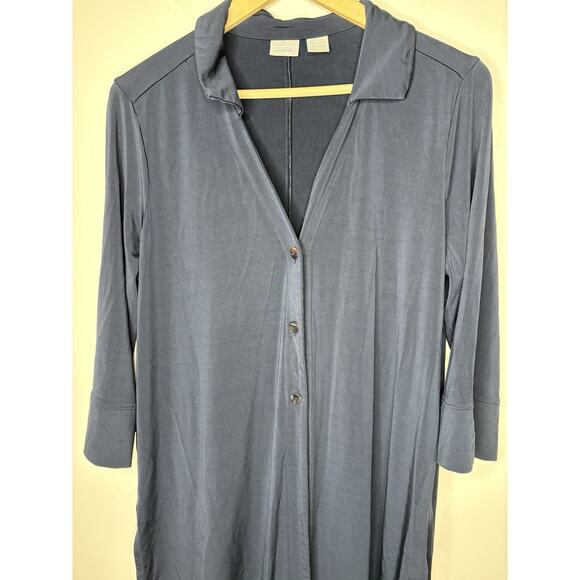 Chicos Travelers Size 2P US 12/14P Duster Cardigan Long Sleeve Blue 3 Button - Picture 3 of 11